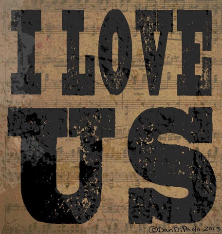 I love Us White Modern Wood Framed Art Print with Double Matting by DiPaolo, Dan