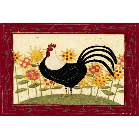 Rooster Black Modern Wood Framed Art Print by DiPaolo, Dan