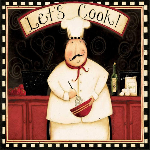 Lets Cook With Wine Gold Ornate Wood Framed Art Print with Double Matting by DiPaolo, Dan