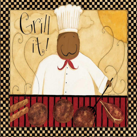 Grill It Black Ornate Wood Framed Art Print with Double Matting by DiPaolo, Dan