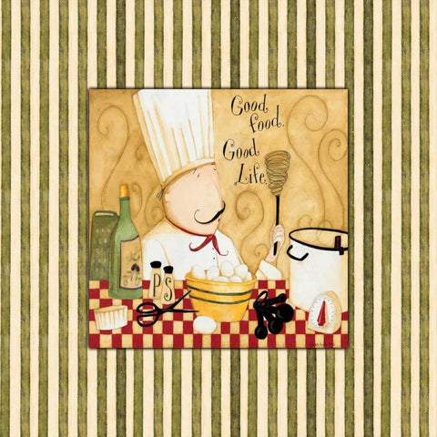 Good Food Stripes Gold Ornate Wood Framed Art Print with Double Matting by DiPaolo, Dan