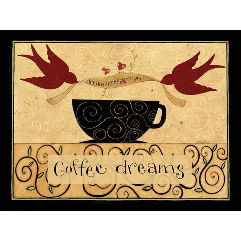 Coffee Makes Me Fly Gold Ornate Wood Framed Art Print with Double Matting by DiPaolo, Dan