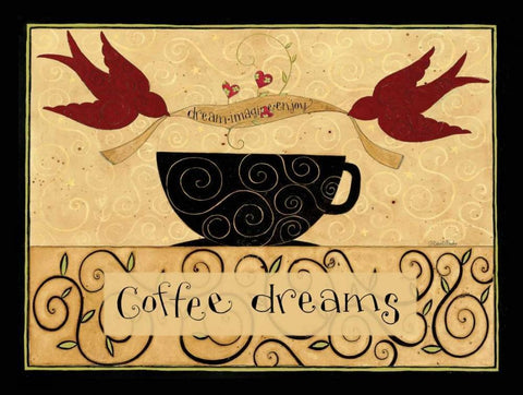 Coffee Makes Me Fly Black Ornate Wood Framed Art Print with Double Matting by DiPaolo, Dan