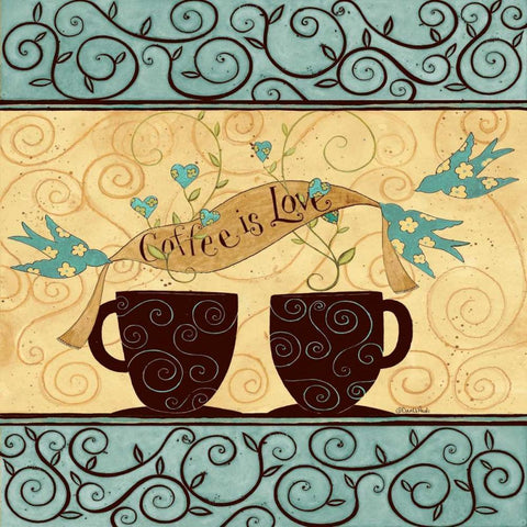 Coffee Love Gold Ornate Wood Framed Art Print with Double Matting by DiPaolo, Dan