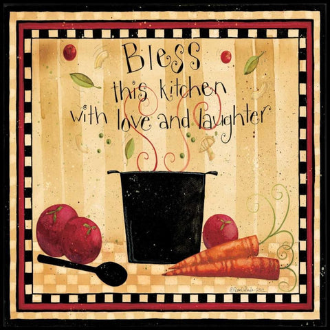 Bless This Kitchen Black Ornate Wood Framed Art Print with Double Matting by DiPaolo, Dan