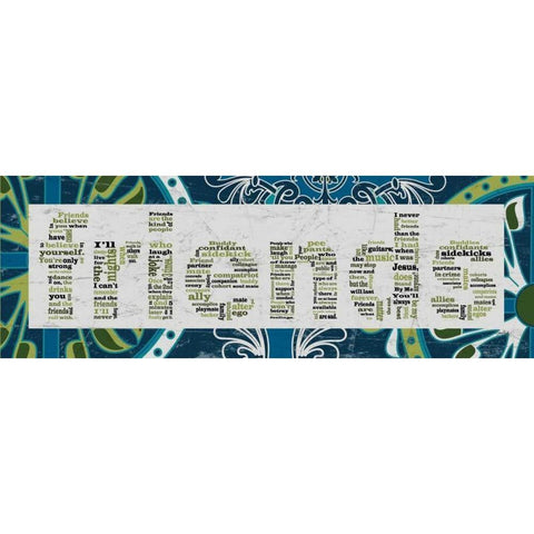 Blue Pattern Friends Black Modern Wood Framed Art Print with Double Matting by Stimson, Diane