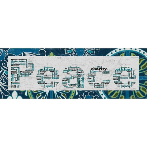 Blue Pattern Peace White Modern Wood Framed Art Print by Stimson, Diane