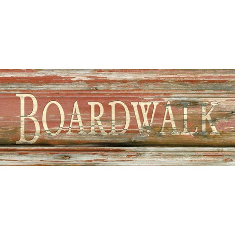 Boardwalk Sign Black Modern Wood Framed Art Print with Double Matting by Stimson, Diane