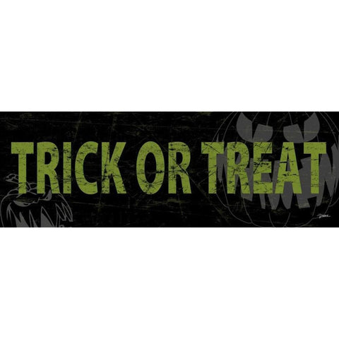 Trick Or Treat Green Gold Ornate Wood Framed Art Print with Double Matting by Stimson, Diane