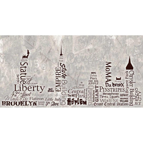 NY Skyline Warm Gold Ornate Wood Framed Art Print with Double Matting by Stimson, Diane