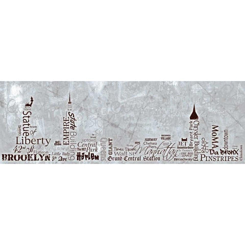 NY Skyline Gold Ornate Wood Framed Art Print with Double Matting by Stimson, Diane