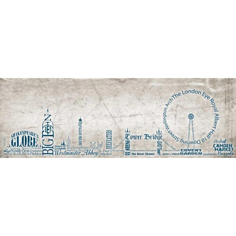 London Skyline Blue White Modern Wood Framed Art Print by Stimson, Diane