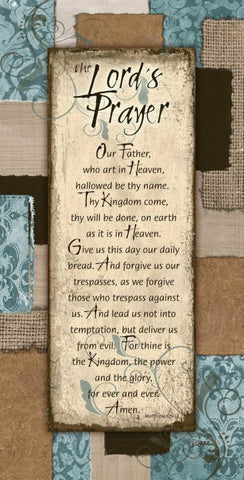 Patchwork Lords Prayer Blue White Modern Wood Framed Art Print with Double Matting by Stimson, Diane