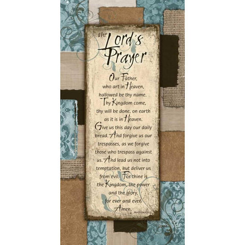 Patchwork Lords Prayer Blue Black Modern Wood Framed Art Print by Stimson, Diane