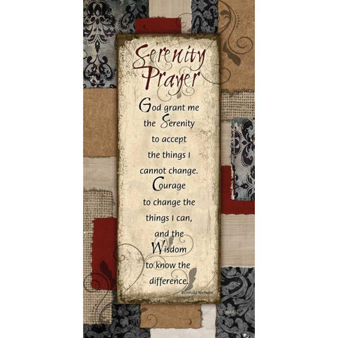 Patchwork Serenity Prayer Spice Black Modern Wood Framed Art Print with Double Matting by Stimson, Diane