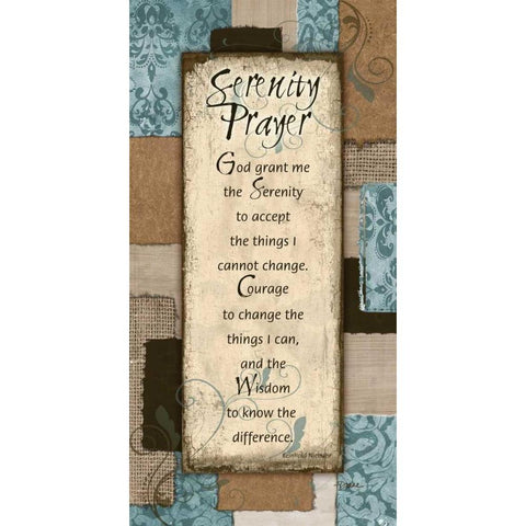 Patchwork Serenity Prayer Blue Black Modern Wood Framed Art Print with Double Matting by Stimson, Diane