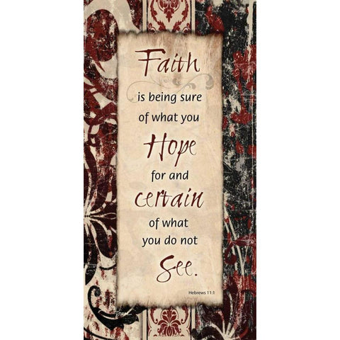 Damask Faith Hard Gold Ornate Wood Framed Art Print with Double Matting by Stimson, Diane