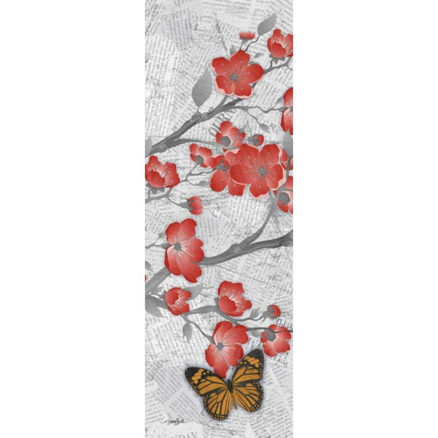 Red Cherry Blossom 2 White Modern Wood Framed Art Print by Stimson, Diane