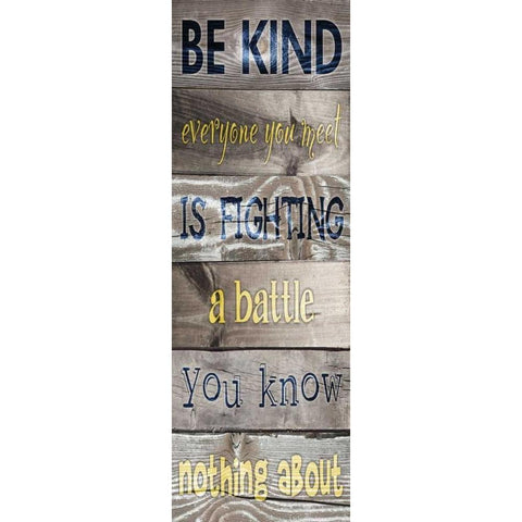 Be Kind Plank Black Modern Wood Framed Art Print with Double Matting by Stimson, Diane