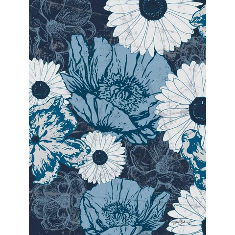 Floral Toile 3 Black Modern Wood Framed Art Print by Stimson, Diane