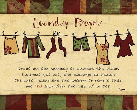 Laundry Prayer Spice White Modern Wood Framed Art Print with Double Matting by Stimson, Diane