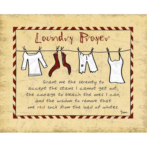 Laundry Prayer Stripe White Modern Wood Framed Art Print by Stimson, Diane