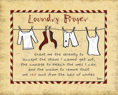 Laundry Prayer Stripe White Modern Wood Framed Art Print with Double Matting by Stimson, Diane