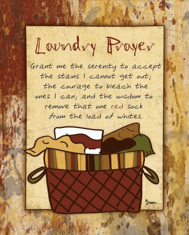 Laundry Prayer Basket White Modern Wood Framed Art Print with Double Matting by Stimson, Diane