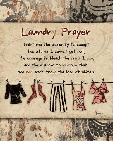 Laundry Prayer Distress White Modern Wood Framed Art Print with Double Matting by Stimson, Diane