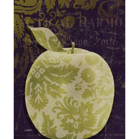 Apple Damask Center Gold Ornate Wood Framed Art Print with Double Matting by Stimson, Diane