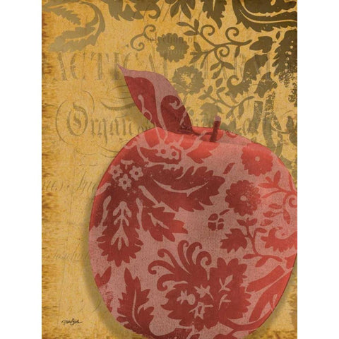 Red Apple Damask Black Modern Wood Framed Art Print with Double Matting by Stimson, Diane