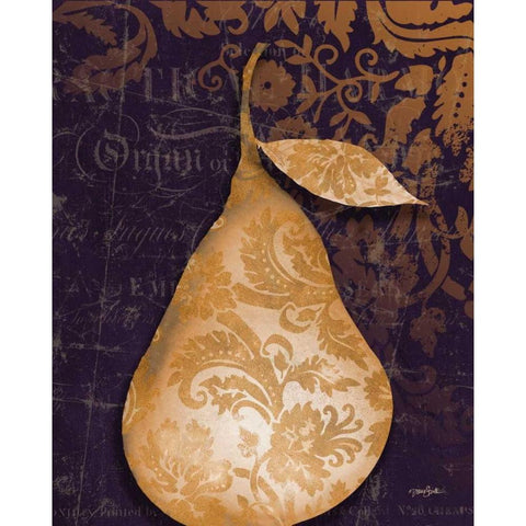 Pear Damask Center White Modern Wood Framed Art Print by Stimson, Diane