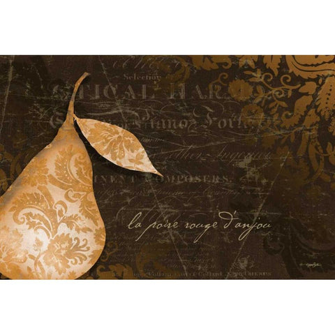 Pear Damask Horizontal Black Modern Wood Framed Art Print with Double Matting by Stimson, Diane