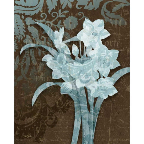 Daffodil Damask Black Modern Wood Framed Art Print with Double Matting by Stimson, Diane