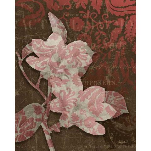 Magnolia Damask Black Modern Wood Framed Art Print with Double Matting by Stimson, Diane