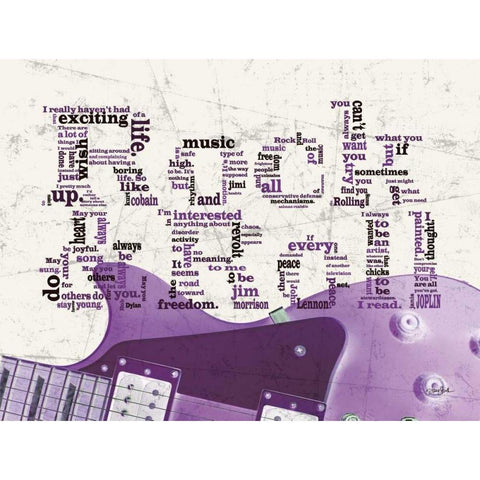 Purple Rock And Roll Black Modern Wood Framed Art Print with Double Matting by Stimson, Diane