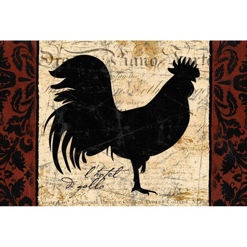 Black Rooster 1 White Modern Wood Framed Art Print by Stimson, Diane