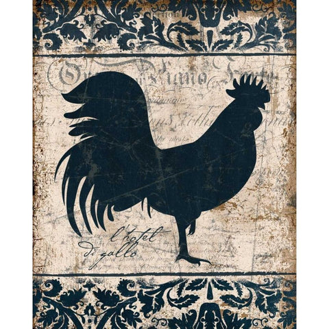 Navy Rooster 1 White Modern Wood Framed Art Print by Stimson, Diane