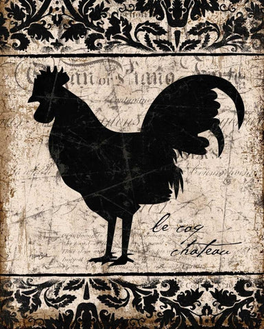 Black Rooster 2 White Modern Wood Framed Art Print with Double Matting by Stimson, Diane