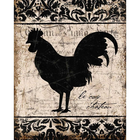 Black Rooster 2 White Modern Wood Framed Art Print by Stimson, Diane