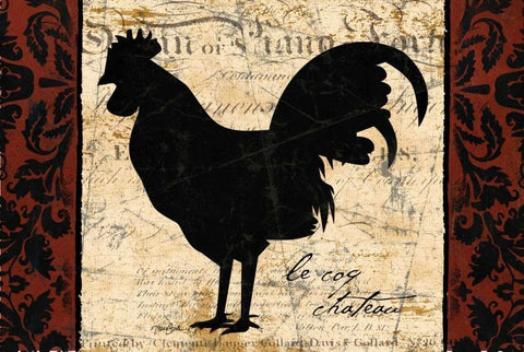 Black Rooster 2 White Modern Wood Framed Art Print with Double Matting by Stimson, Diane