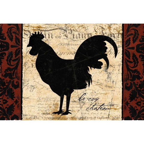 Black Rooster 2 Gold Ornate Wood Framed Art Print with Double Matting by Stimson, Diane