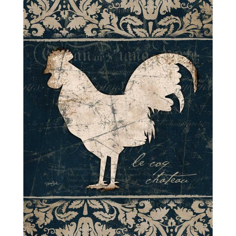 Navy Rooster 2 Black Modern Wood Framed Art Print with Double Matting by Stimson, Diane