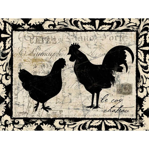 Le Coq Chateau Black Modern Wood Framed Art Print with Double Matting by Stimson, Diane