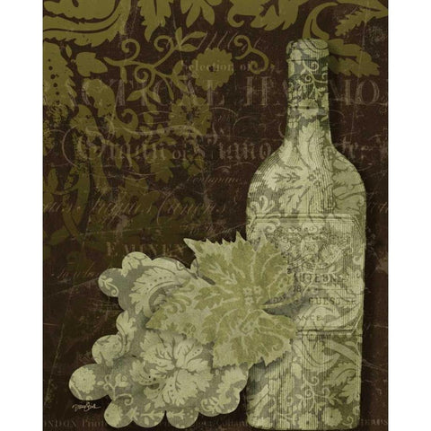 White Wine Damask White Modern Wood Framed Art Print by Stimson, Diane