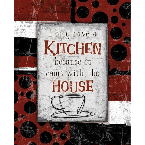 Kitchen House Red White Modern Wood Framed Art Print by Stimson, Diane