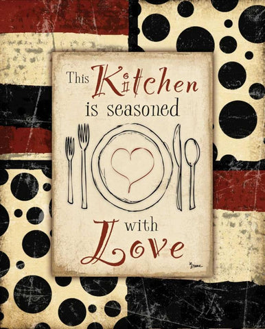 Kitchen Love Plate White Modern Wood Framed Art Print with Double Matting by Stimson, Diane