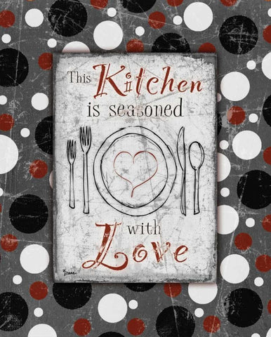 Kitchen Love Grey White Modern Wood Framed Art Print with Double Matting by Stimson, Diane