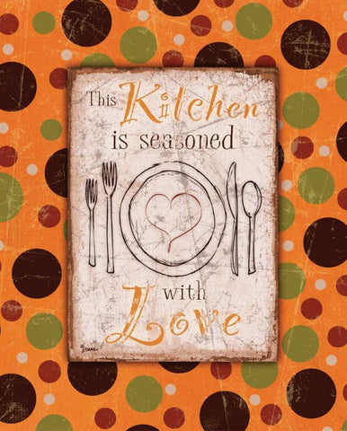 Kitchen Love Orange White Modern Wood Framed Art Print with Double Matting by Stimson, Diane