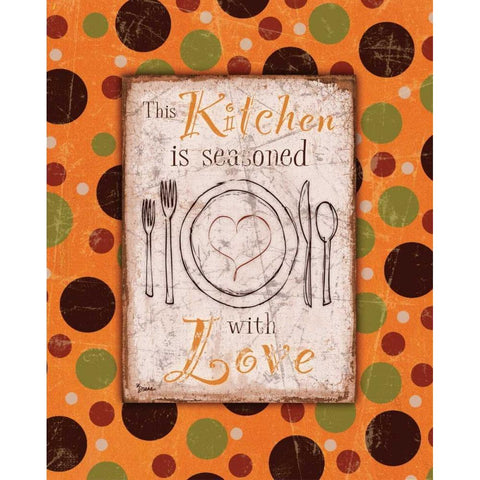 Kitchen Love Orange Gold Ornate Wood Framed Art Print with Double Matting by Stimson, Diane